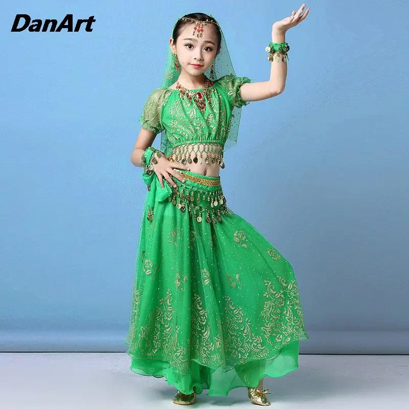 Girls Belly Dance Costumes Set Arabian Indian Dancing Clothing Kids Bellydance Outfit Children Dance Performance Practice Dress