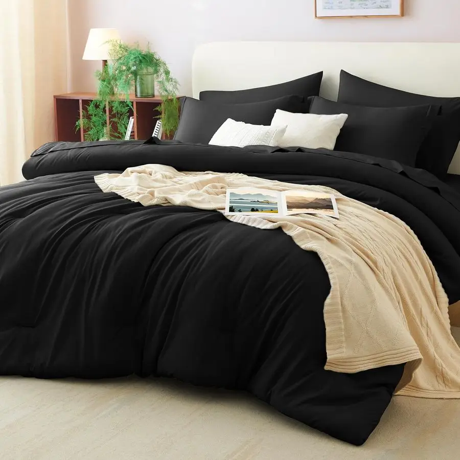 

Комплект постельного белья Queen Comforter Set Black, 7 предметов, мягкий комплект для кровати, включающий простыни, всесезонный, в стиле бохо, 7-предметный комплект с комфортным матрасом.