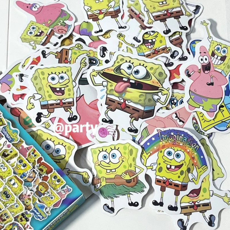 60 Stück SpongeBob Schwammkopf Aufkleber Geschenk box Cartoon niedlichen Wasser becher Kühlschrank Gepäck Notebook Dekoration Aufkleber Großhandel