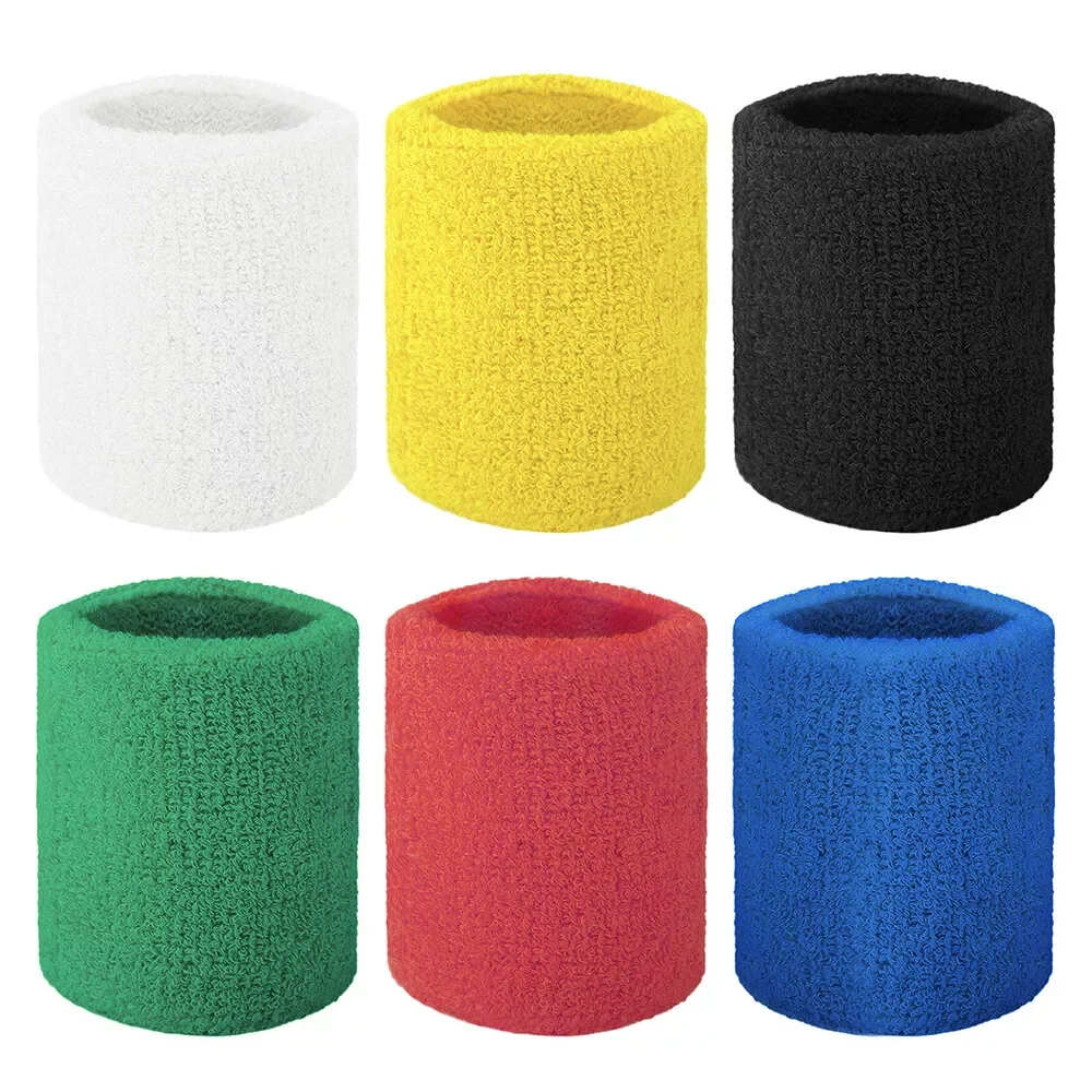 

6-Piece Wrist Sweatbands Athletic Cotton Cloth Tennis Wristband 3 Sizes