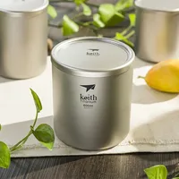 Keith Titanium  600ml  Double Wall Cup Tea Coffee Mug Outdoor Camping Travel Ti3307