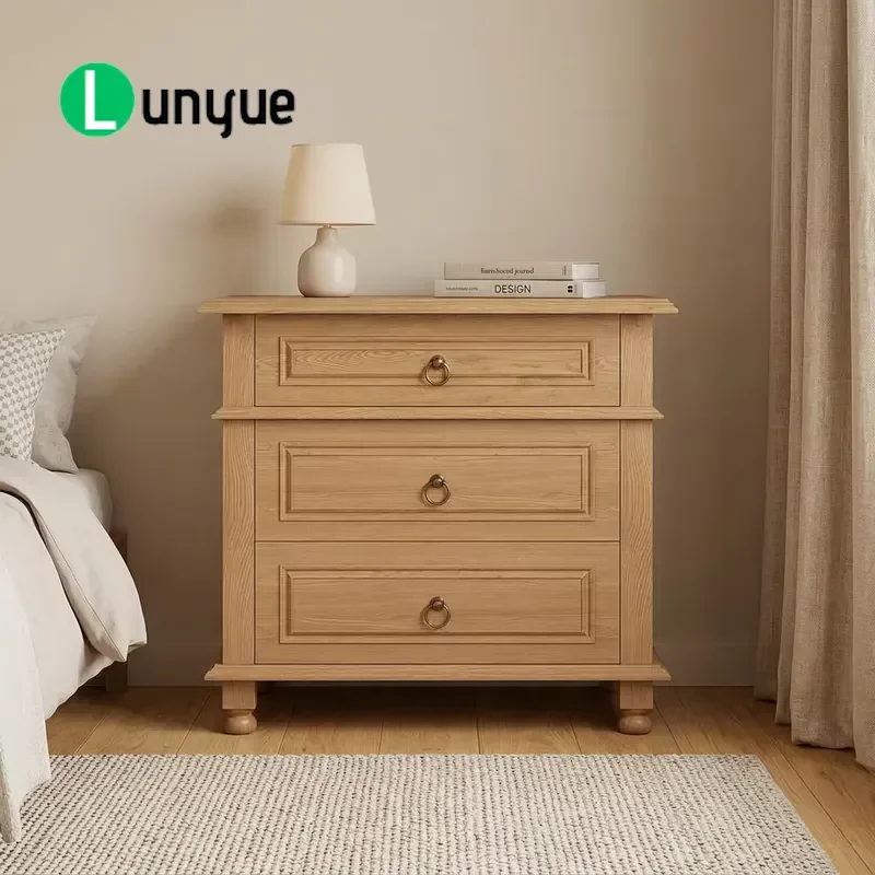 Modern Solid Wood Bedside Table 3 Drawer Storage Simple Elegant Nightstand Eco Friendly Reliable Bedroom Furniture