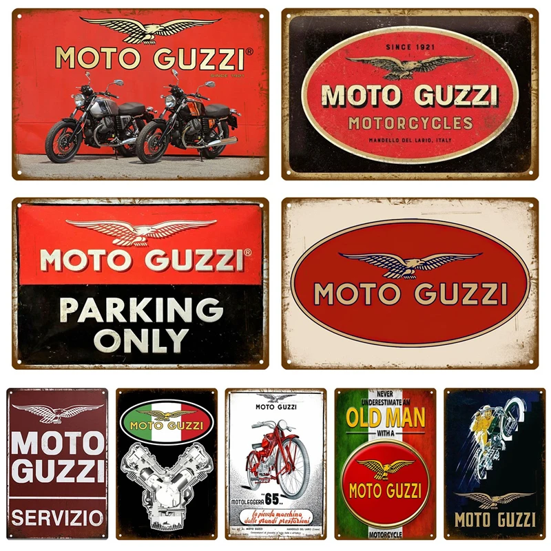 

Moto Guzzi The Garage Plaque Metal Sign Vintage Wall Poster Vintage Retro Room Home Industrial Hanging Decor Art Tin Sign Plate