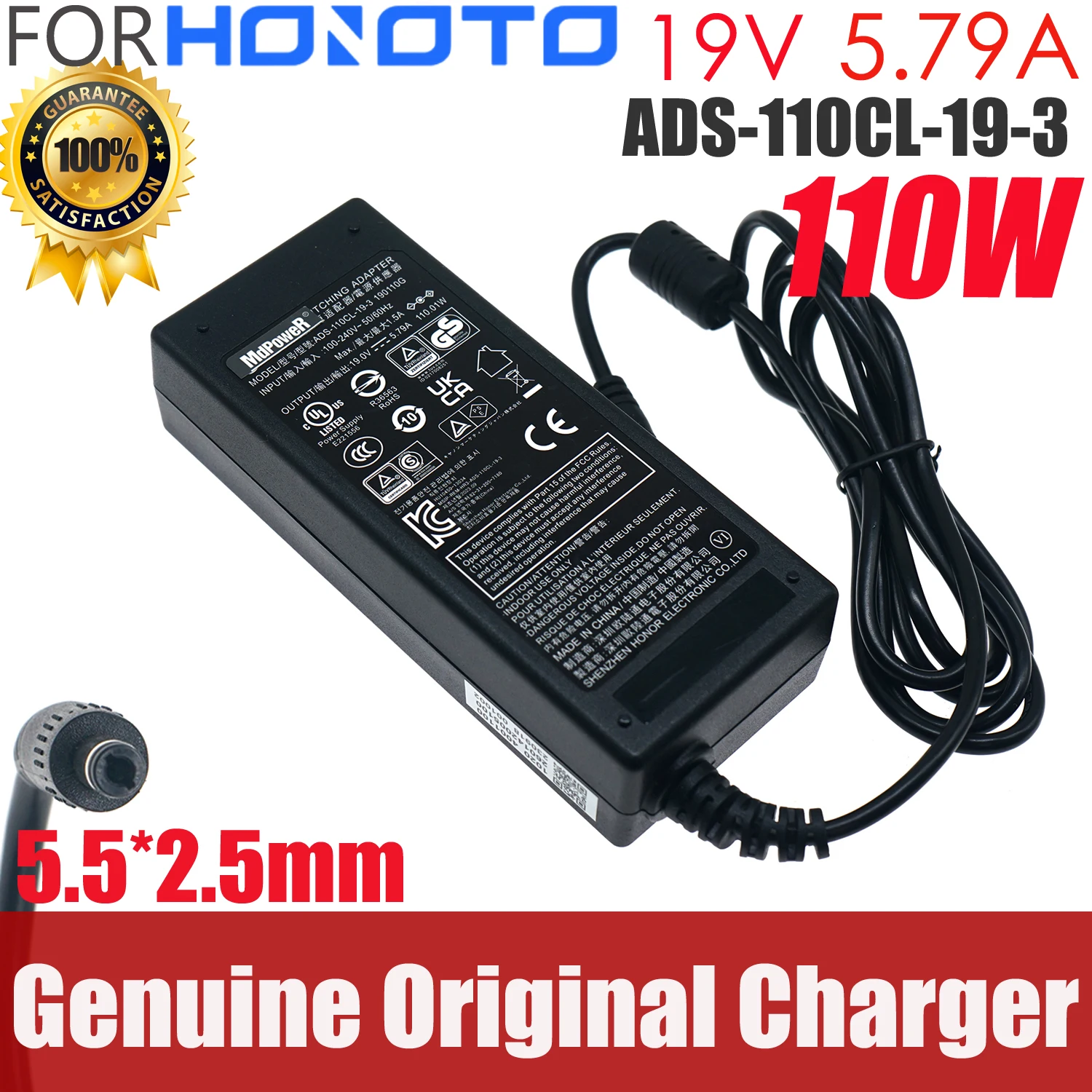 

Оригинальный HOIOTO 19 В 5,79 А ADS-110CL-19-3 190110 G 110 Вт адаптер переменного тока с зарядным устройством 5,5*2,5 мм