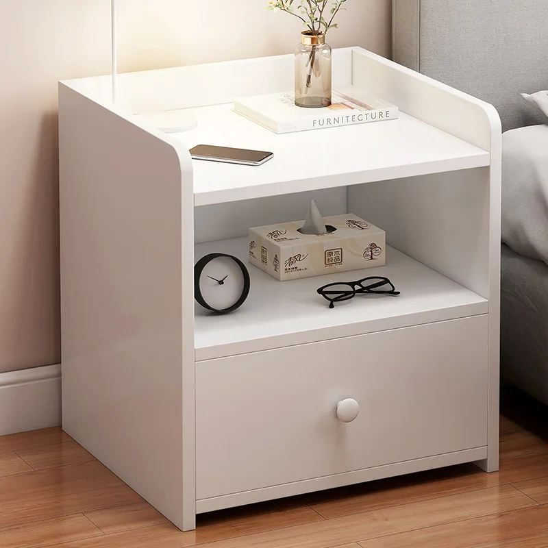 خزانة تخزين صغيرة حديثة لغرفة النوم وطاولة جانبية على الطراز الشمالي ومنظم خزانة ملابس صغيرة بلمسة نهائية خشبية