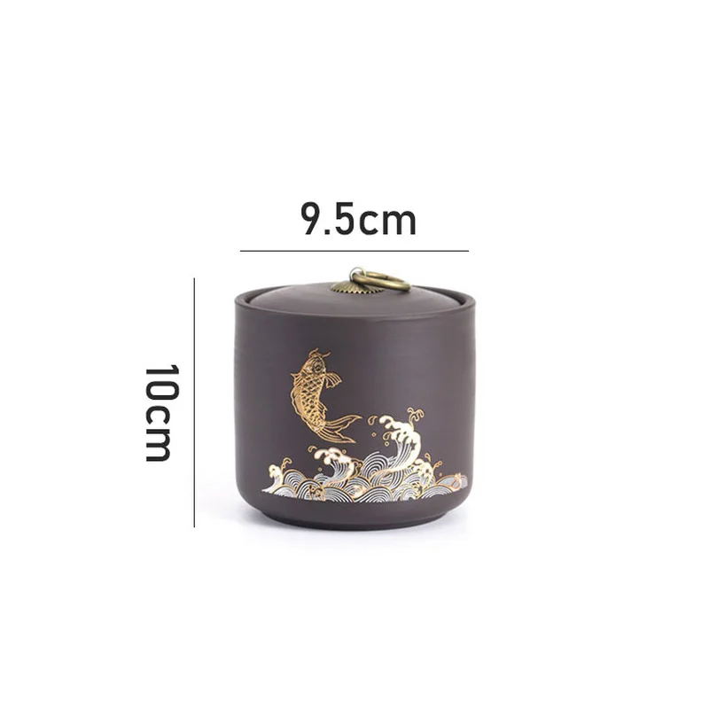 Gold Fish Deer Ceramic Storage Tank Animal Porcelain Airtight Cans Household Moisture-proof Tea Cans Food Storage Container Gift