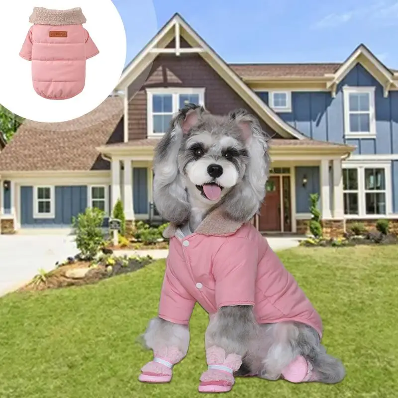 

Dog Winter Coat Windproof Pet Coat Fashionable Collar Design Two-Legged Jacket Pet Costumes Dog Cold Weather Coats For Outdoor