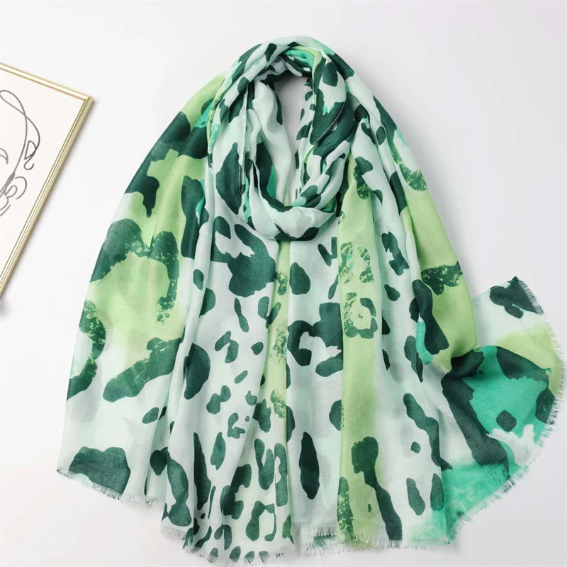 Winter Spain Thin Viscose Scarves Women Ombre Sexy Leopard Dot Shawls And Wraps Pashmina Stole Bufandas Muslim Sjaal 180*90Cm