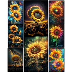 Diy Diamond Painting Kit Shiny Sunflower Rhinestone Full Square Circle Cross Stitch Handmade Mosaic Home Decor Gift