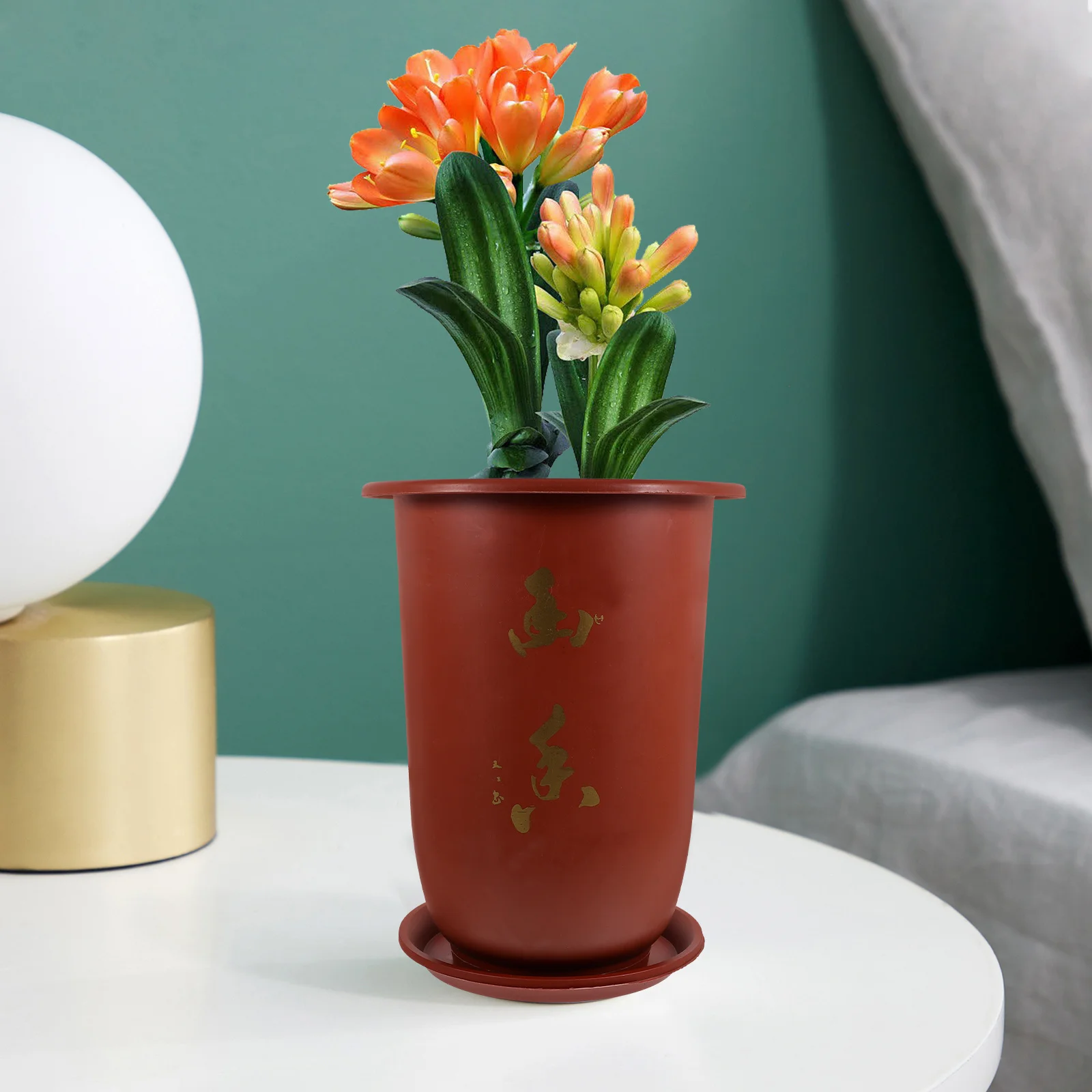 

2Pcs Orchid Resin Plant Pots with Drainage Holes Saucer for Planting Indoor Balcony Garden Decor Spring Outdoor Decor