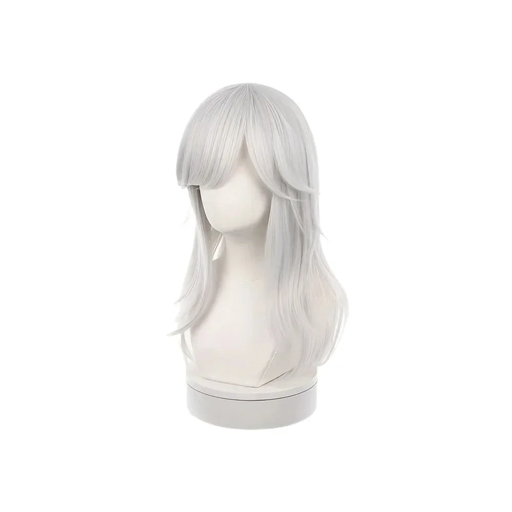 شعر مستعار تأثيري أنيمي تأثير Genshin ، شعر أبيض فضي طويل ، مقاوم للحرارة ، شعر مستعار زي الهالوين ، شعر مستعار Cyno