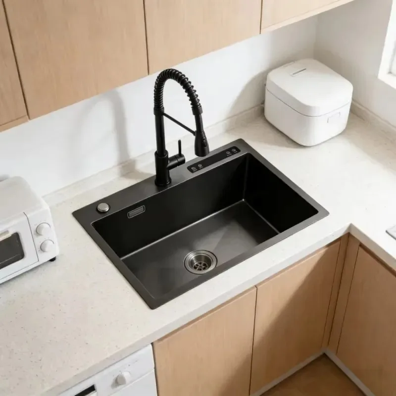 STLF Durable Multifunctional Ultrasonic Sink 304 Stainless Steel Kitchen Sink, Brushed Surface Countertop Mount, Suitable for
