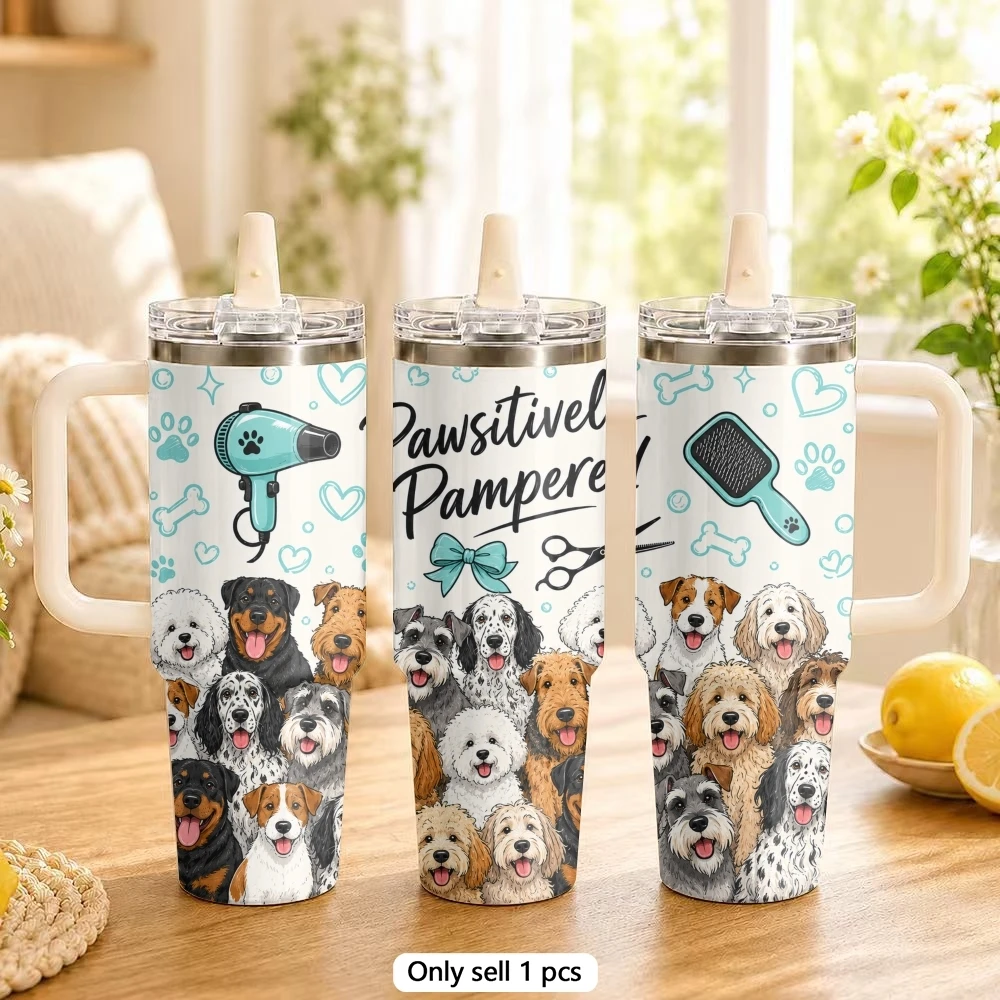 Group Photo of Pets Vacuum Flasks 40oz Stainless Steel Tumbler with Handle Straw Lid Vacuum Insulated Double Wall Leak Proof