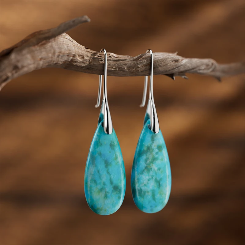 New Natural Stones Dangle Earring Healing Bohemia Spiritual Drop Earrings Boho Jewelry Gifts for Her