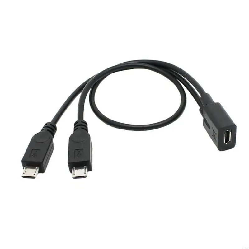 770D Micro USB Female to Micro USB Male Splitter Cable Data Transfer 30cm Long