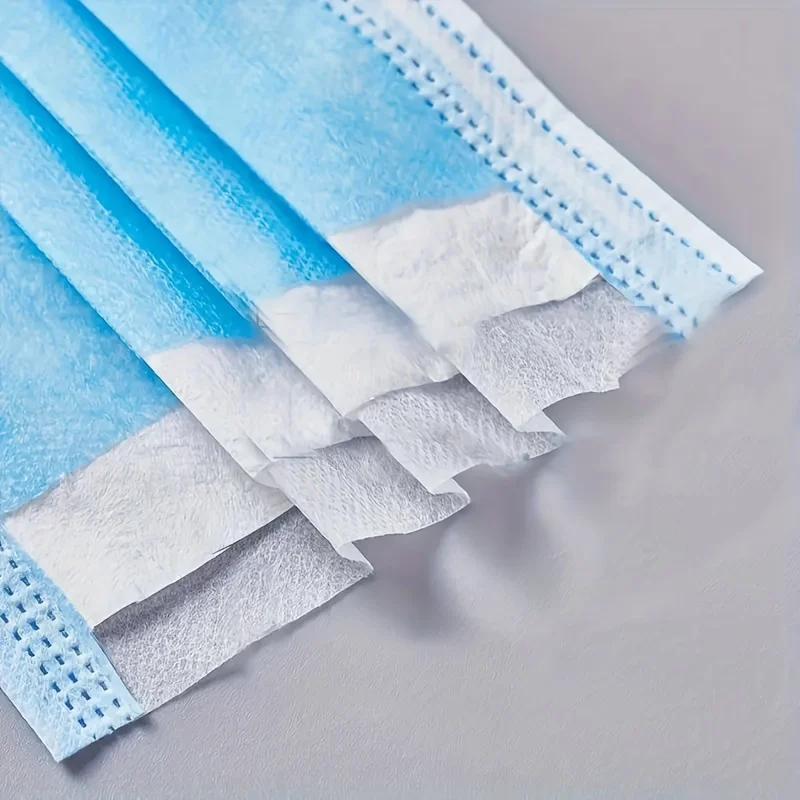 Maschere protettive monouso blu ispessite da 200 pezzi - Passanti per le orecchie e naselli regolabili a 3 strati traspiranti e confortevoli - 200/100/50/10 pezzi economici per uso domestico, possono essere acquistati in massa, perfetti per