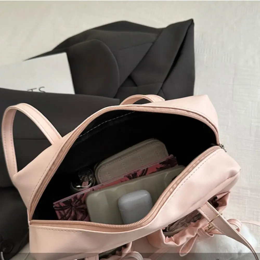 خمر النمط الفرنسي القوس البولينج حقيبة أنيقة Bowknot بوسطن حقيبة كتف سعة كبيرة حقائب النساء عادية الفتيات