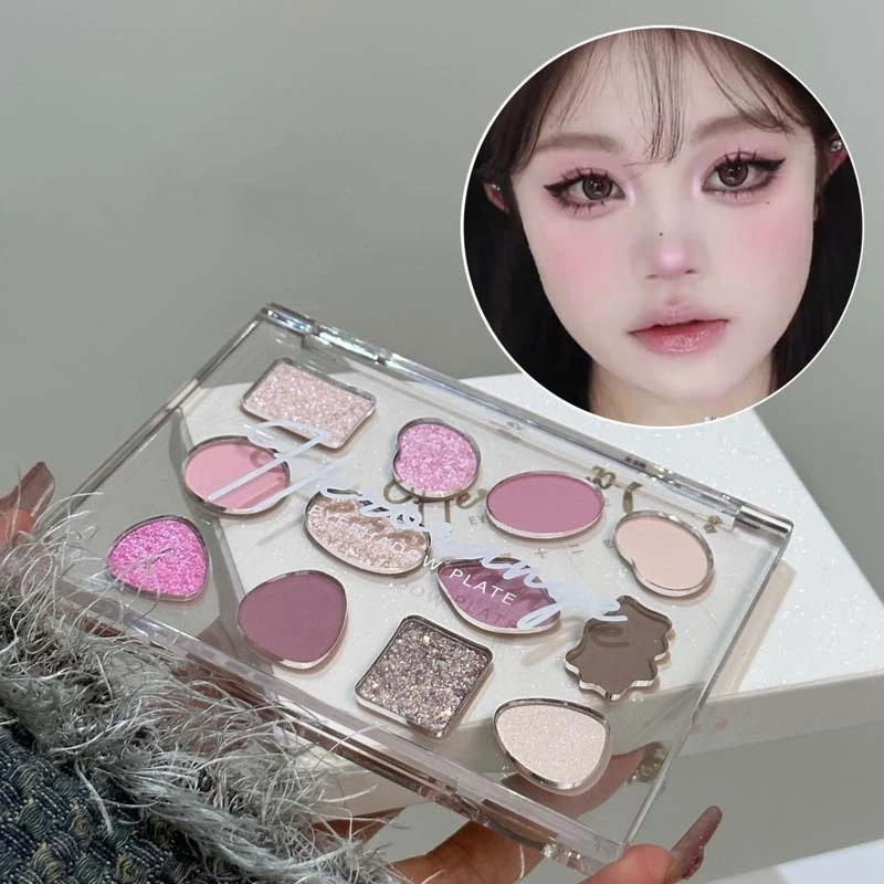 12 Color Eye Shadow Plate Matte Pearl Eyeshadow Fine Flash Powder Not Easy Fly Natural Color Eyeshadow Tray Professional Makeup