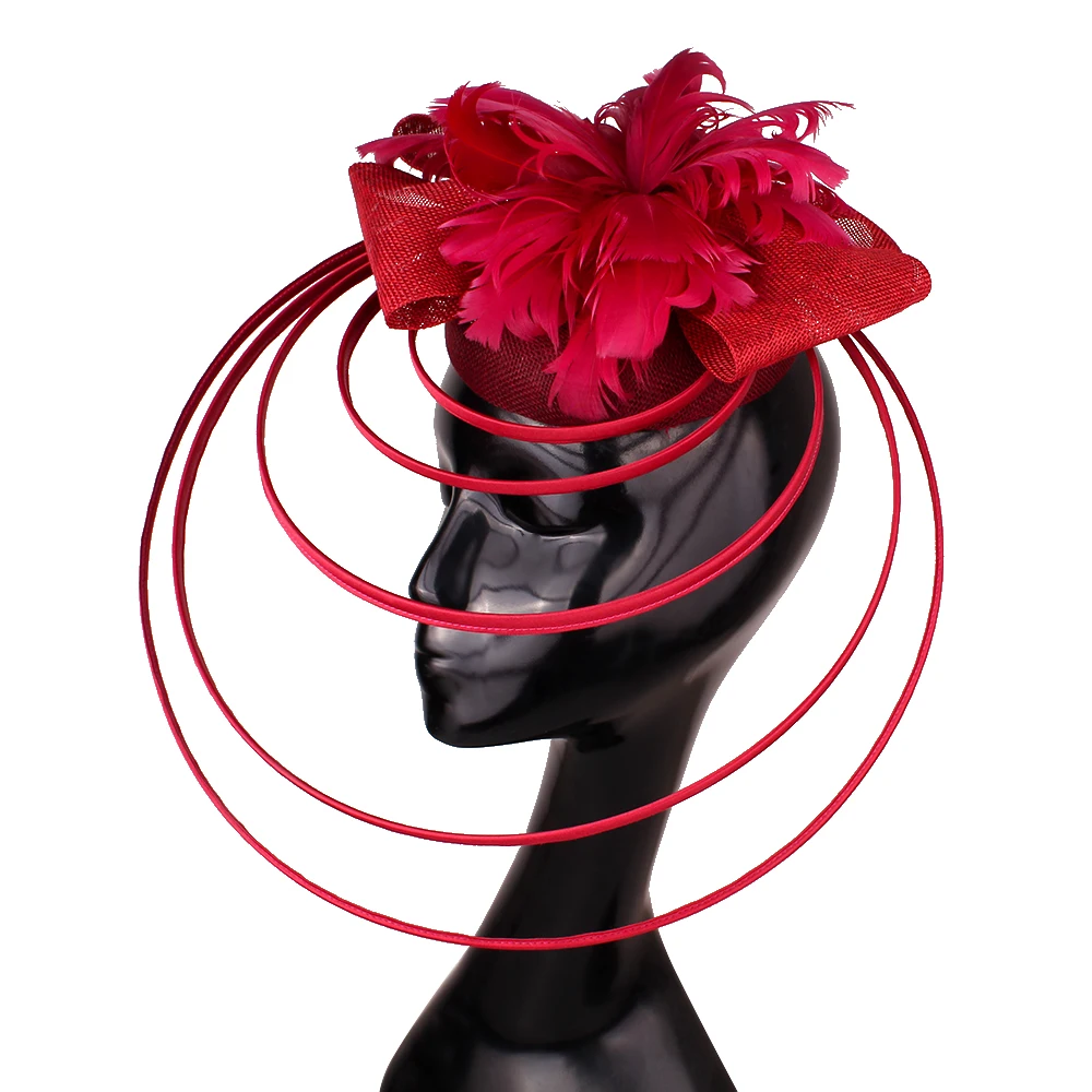 

Elegant Ladies imitation sinamay Wedding Fascinators Women's Headwear Hair Clip with Fancy Feathers for Party Tea Church Race