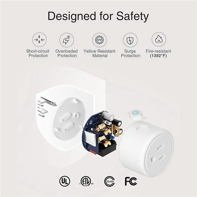 ABWZ-3X TUYA 10A Smart Plug WIFI Socket With Power Monitor Timing Function Voice Control Works US Plug