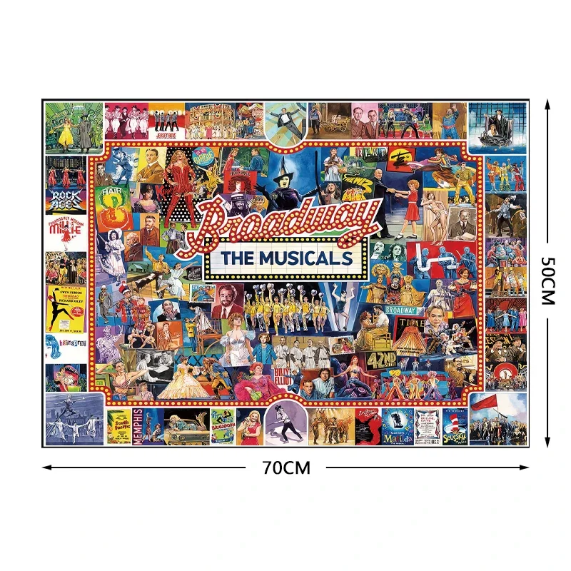 70*50cm Adult Puzzle 1000 Pieces Paper Jigsaw Puzzles The Broadway Famous Painting Series Learning Education Craft Toys Gifts