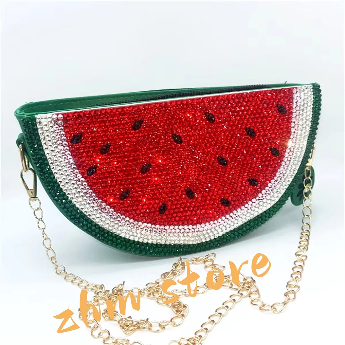 

Bling Customized DIY Summer Luxury Fresh Watermelon Design Sparkle Rhinestone Bag for Celebrity Shopping/Party/Dating Wearing