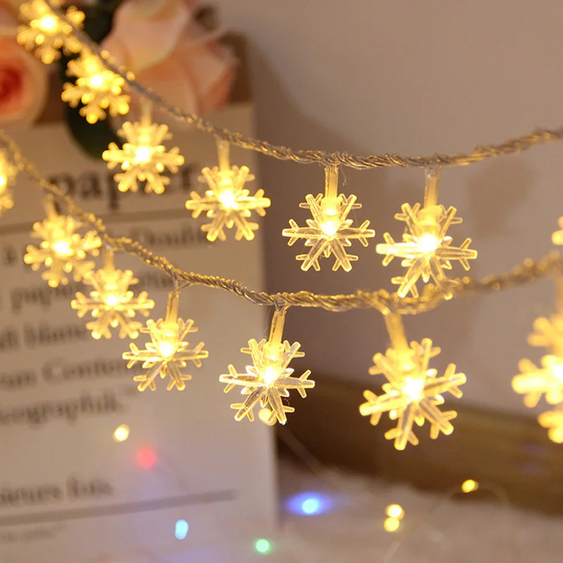 Battery Powered Fairy String Light Snowflake Lights String Christmas Fairy Light Room Decoration Wedding Party New Year's Decor