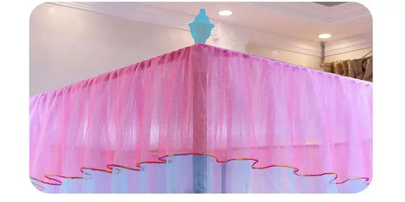 2025 New Palace Double-Layer Contrasting Mosquito Net Girl Style Encrypted Triple Door Soft Mesh Floor Bed Canopy with Folds