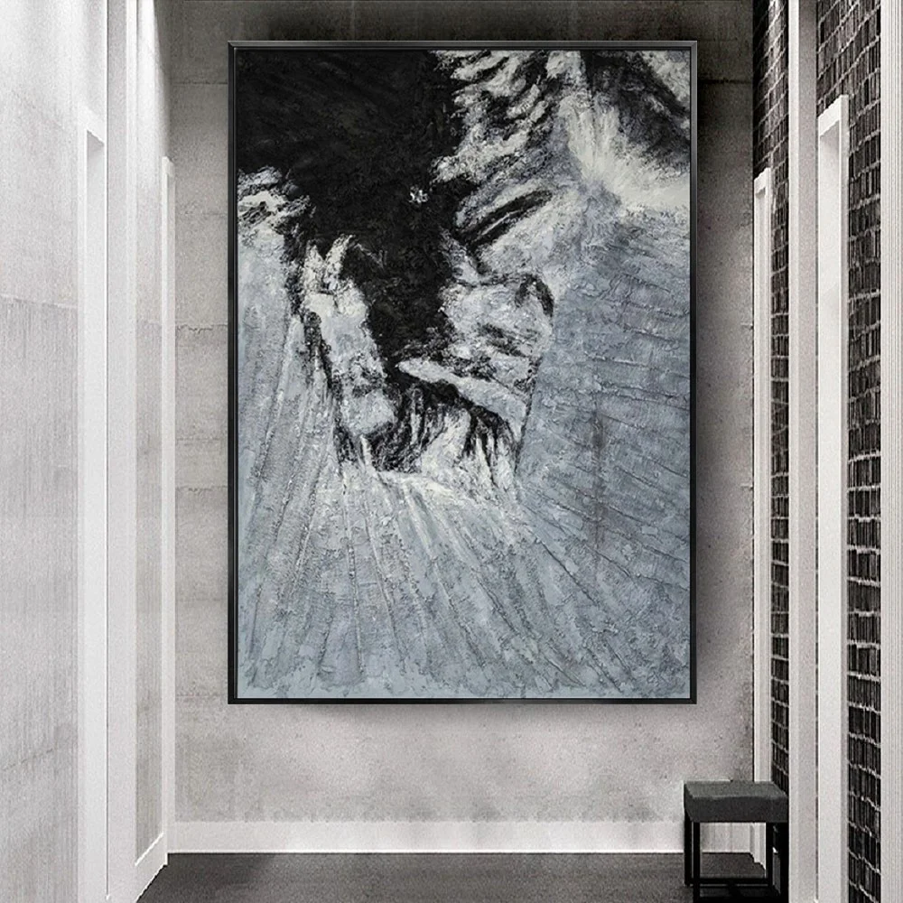 Nordic Minimalism Handmade Oil Paintings On Canvas Dark Gray And Black Paint Wall Painting Abstract Painting Decor Living Room