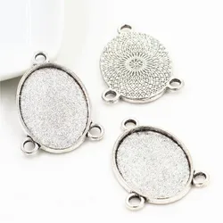 10pcs 18x25mm Inner Size Antique Silver Plated Flowers Style Cameo Cabochon Base Setting Pendant necklace findings (C2-16)