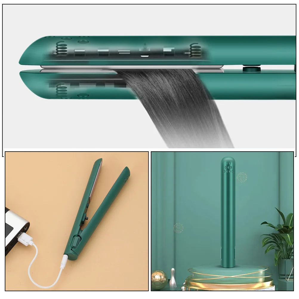 أداة تصفيف الشعر USB مكواة تجعيد محمولة للنساء مكواة مسطحة سريعة الحرارة مكواة فرد الشعر المحمولة