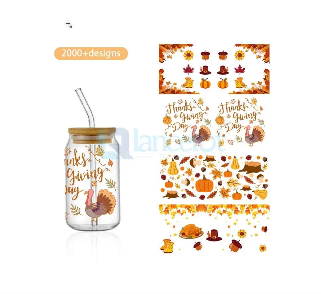 20Oz Willekeurig Patroon Uv Dtf Cup Wraps Transfer Transfer Wraps Sticker Waterdichte Uv Transfer Stickers