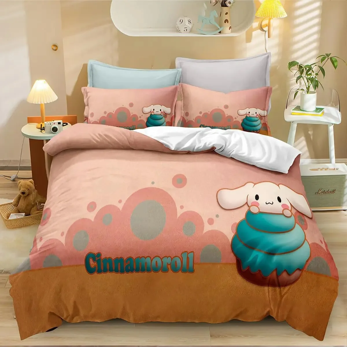 

Милые комплекты постельного белья Cinnamoroll, одеяло, пододеяльник, наволочка, комплект из 2-3 предметов, домашний декор для детей и взрослых