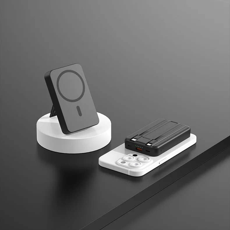 باور بانك مغناطيسي جديد 2025 ثلاثة في واحد 20000 مللي أمبير كابل قائم بذاته شحن سريع للغاية بنك طاقة Magsafe محمول