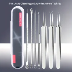 7pcs Blackhead Remover Blemish Extractor, Metal Professional Acne&Comedone Removal Tools,Unscented,Salon Quality Facial Care Kit