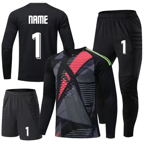 Customize Men Soccer Goalkeeper Uniforms Protective Sponge Children's Football Training Goalkeeper Top Soccer Jersey Pants
