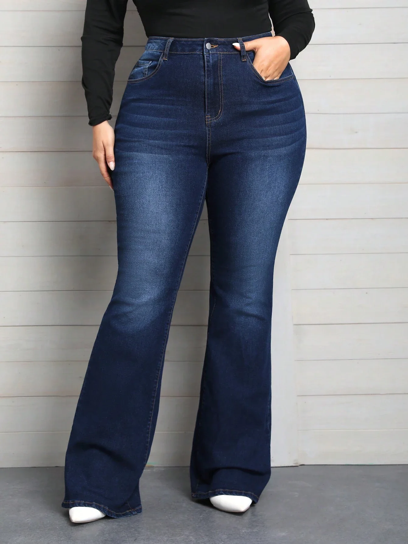 Calças jeans azul jeans plus size para mulher, calça casual, Y2K feminina, vintage, 2024