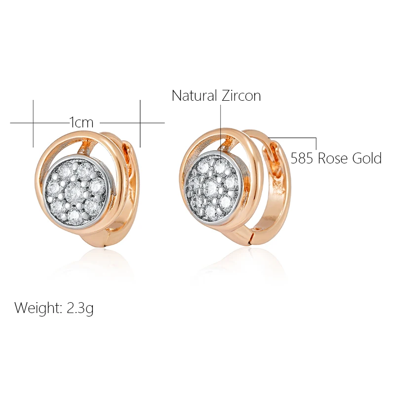 SYOUJYO Natural Zircon Paved Silver Plated Stud Earrings For Women 585 Gold Color Cute Jewelry