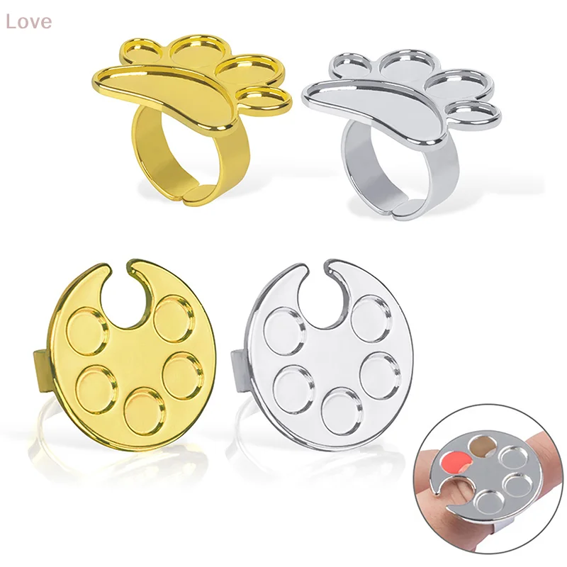 [L&P]ミニネイルアートカラーパレットミキシングリングかわいいフットプリントデザインアクリルペイントやネイルポリッシュの混合用
