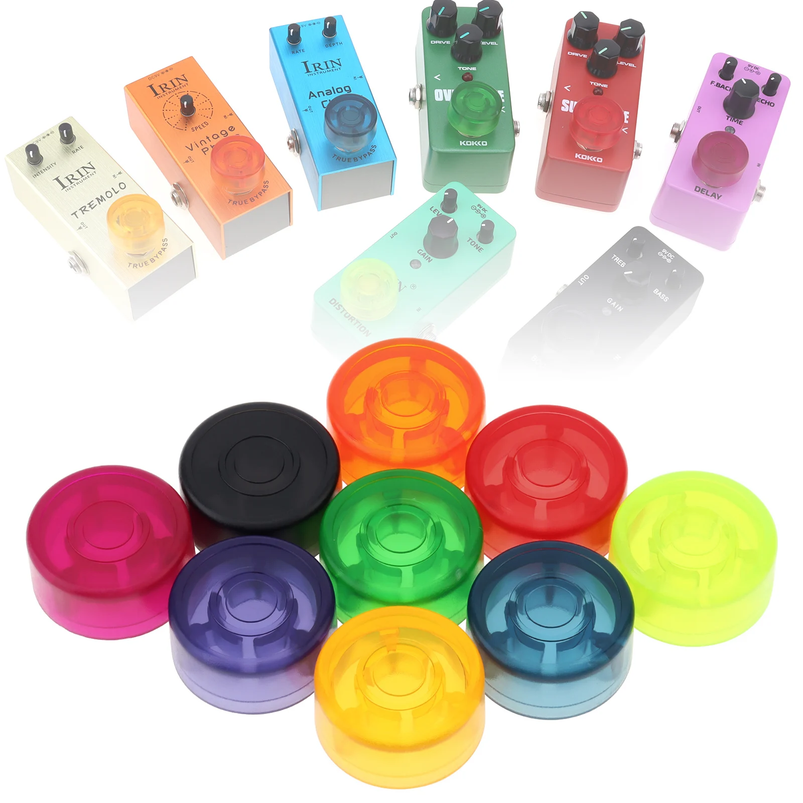 1 unidade / 18 unidades / 20 unidades / 24 unidades Tampa Protetora de Plástico Leve para Pedal de Efeito de Guitarra, Tampa Colorida para Pedal