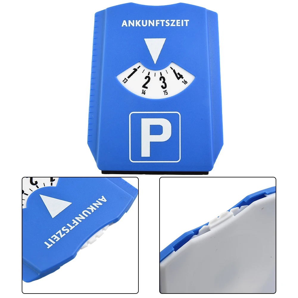 Auto Parking Disc Timer Clock Arrival Time Display Blue Plastic Parking Portable Blue ABS 15.2x12.4x0.8cm Interior Accessories