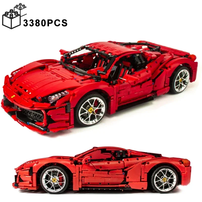 Kbox 3380PCS Modelo de coche deportivo rojo Juguete de bloques de construcción - Decoración del hogar, Regalo de vacaciones para niños, Modelo de bloques de construcción coleccionables