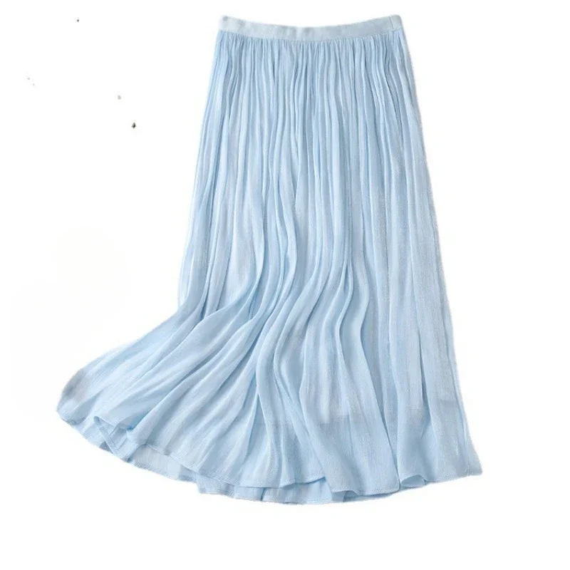 

Fashion Women's Summer High-Waist Comfortable A-Line Skirt 2024 New Casual Fresh Sweet Loose Waist Medium Length Skirts