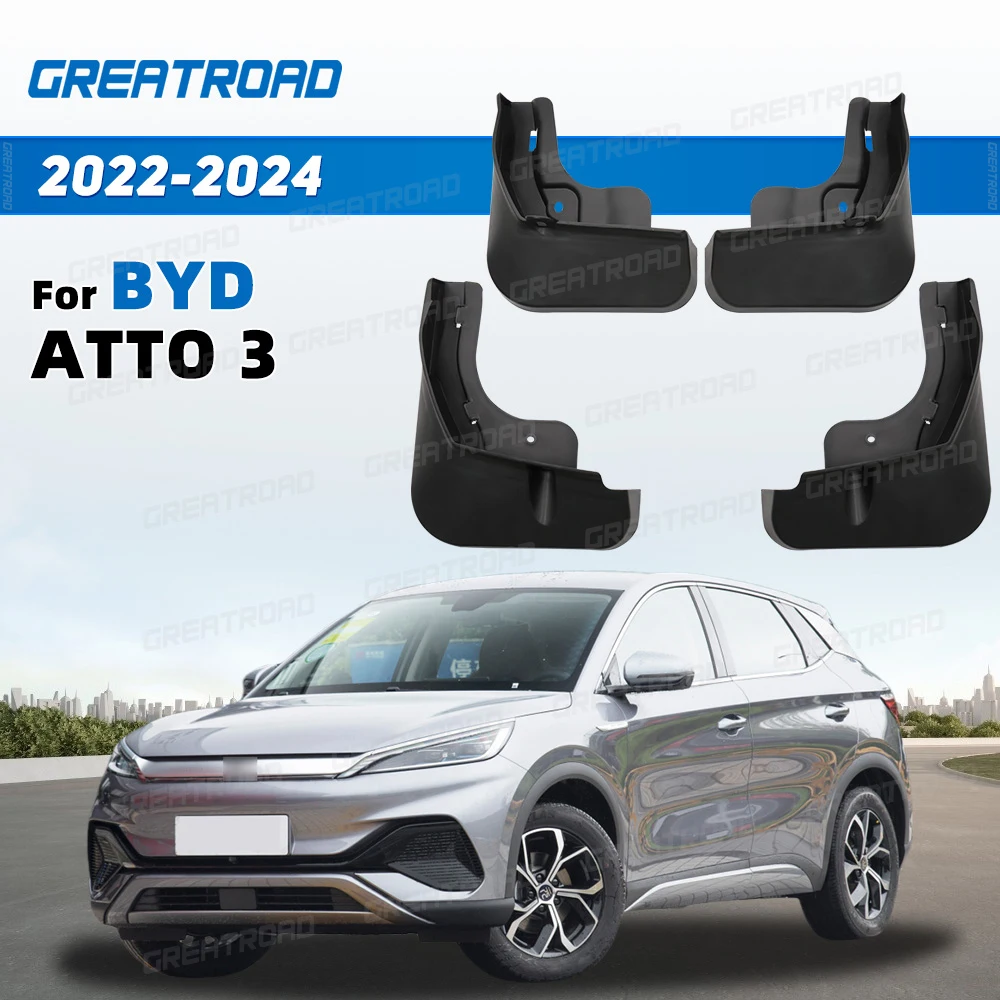 4Pcs Splash Guard Set For BYD ATTO 3 Yuan PLUS 2022 2023 2024 Car Mud Flaps Fender Guards Easy Install Auto Accessories