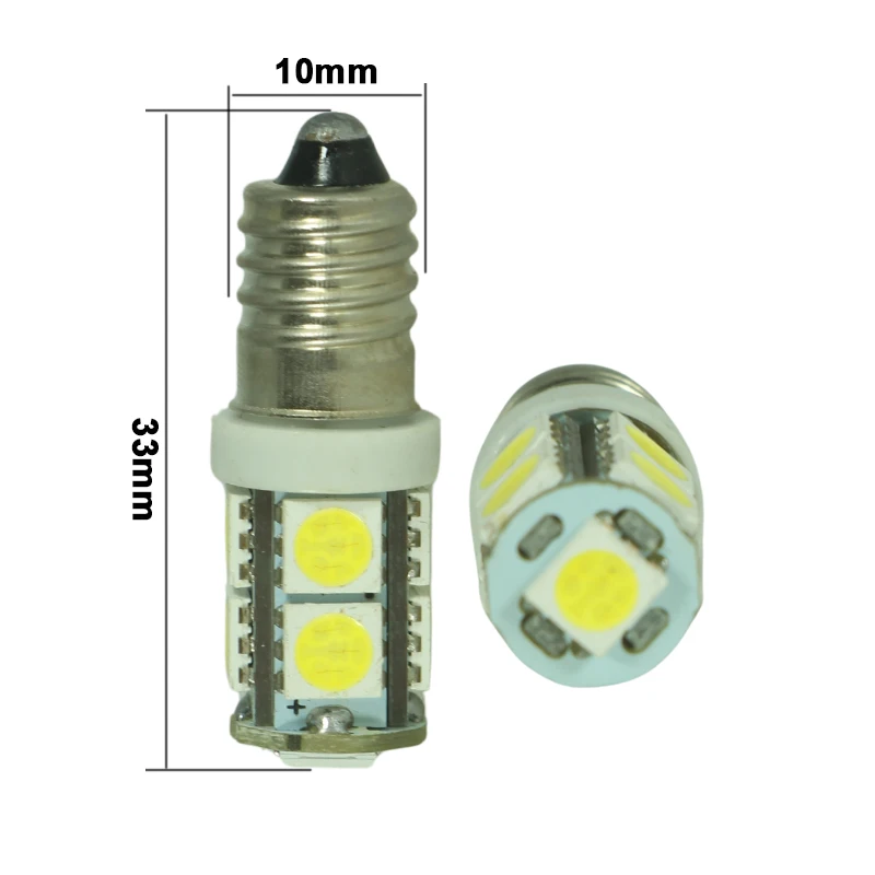 Ampoule E10 2W LED Indicator Bulb 5050 SMD 12V 24V Warm White Blue Red Amber Green Pink Car Dashboard Light Flashlight Pinball
