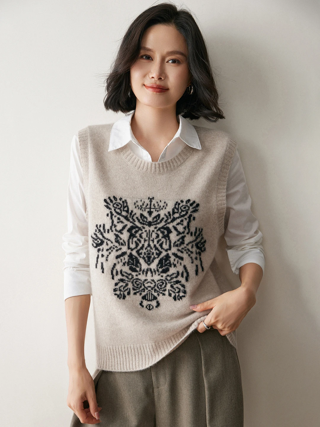 2025, neuer Damen-Kamerer-Pullover, rund, gestrickt, Weste, lockerer Oulder-Pullover, Wärme, Thermo-Herbstsaison, Soli...