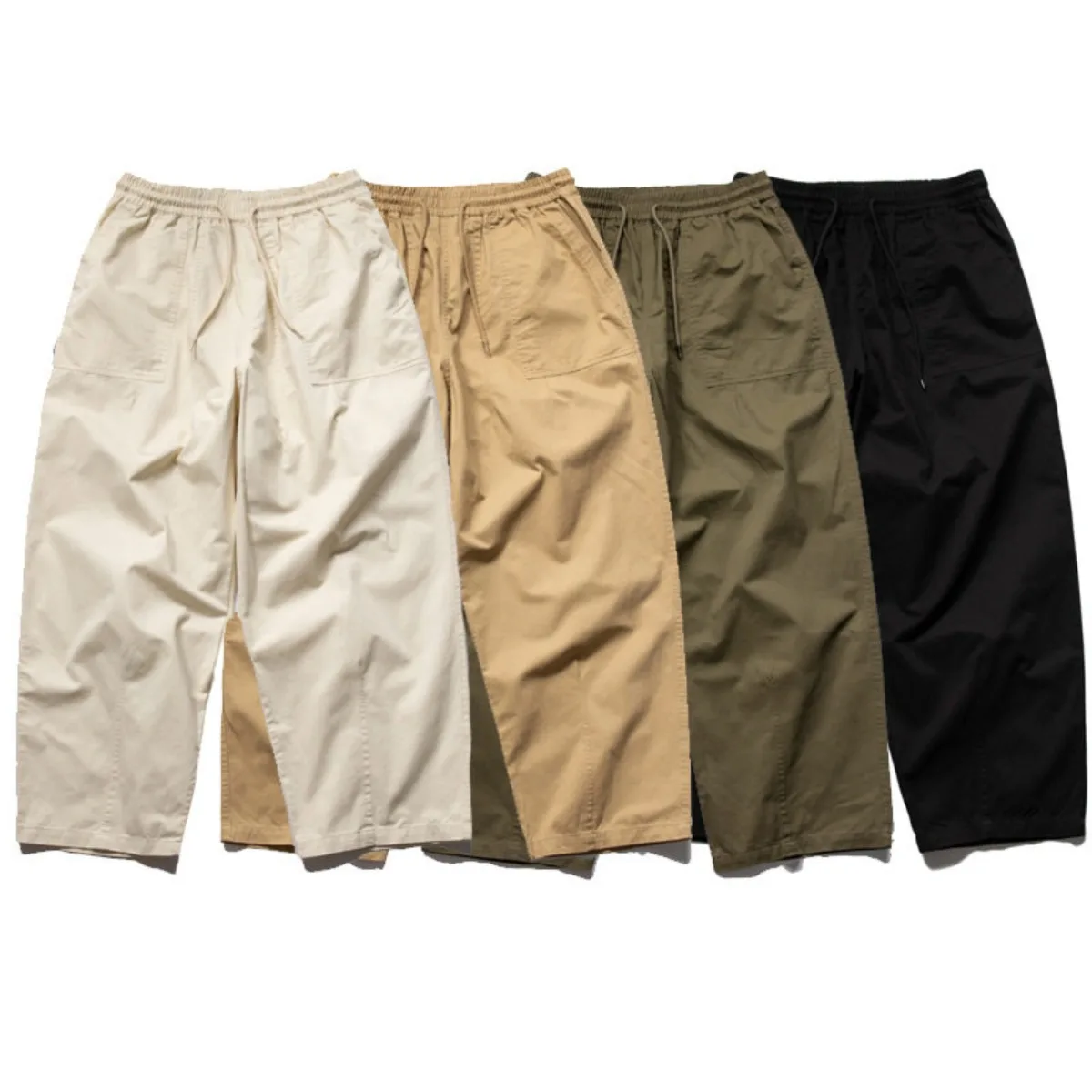 Japanese Retro Washed Casual Pants for Men and Women Loose Straight Leg Cotton Wide Leg Pants Trendy