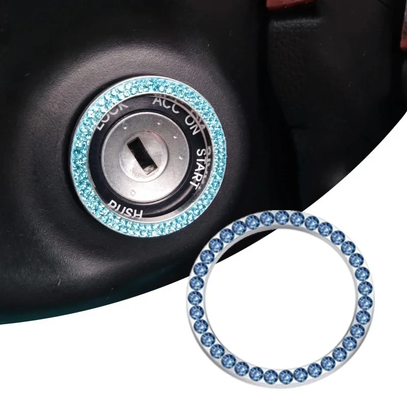 1-2pcs Car Ignition Diamond Sticker 3D Switch For Auto Motorcycle Styling Rhinestone Bling Decoration Circle Cover Decal