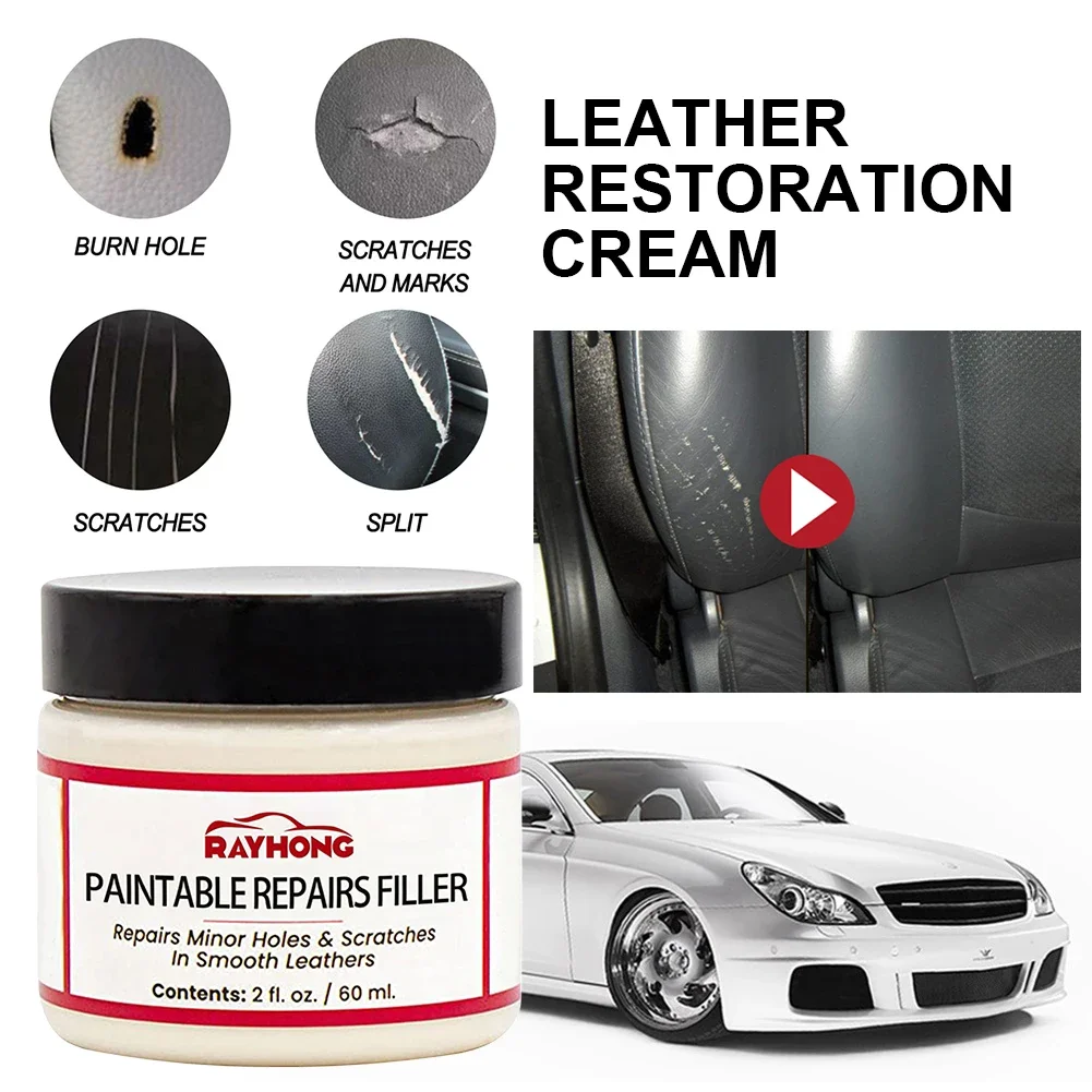 60ml Compound Leather Restoration Cream Tears Crack Burns Holes Filler Sofa Seat crema di ricondizionamento complementare in pelle