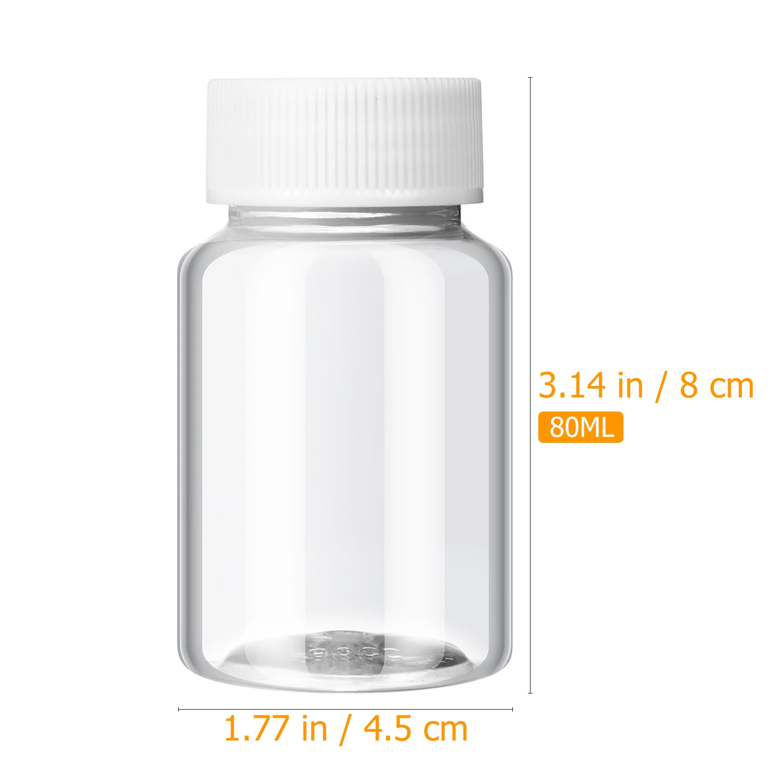 10개 80ml 애완동물 플라스틱 알약 병 비타민 캡슐 약품 보관용 투명 용기 방수 나사형 뚜껑 디스펜서 투명